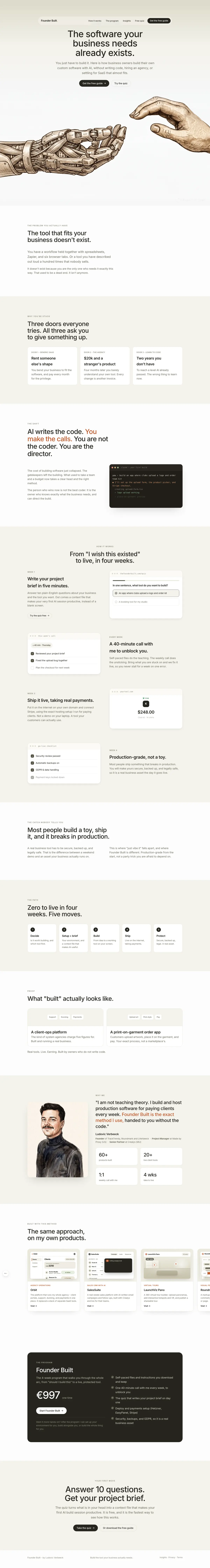 FOUNDER BUILT website, full page